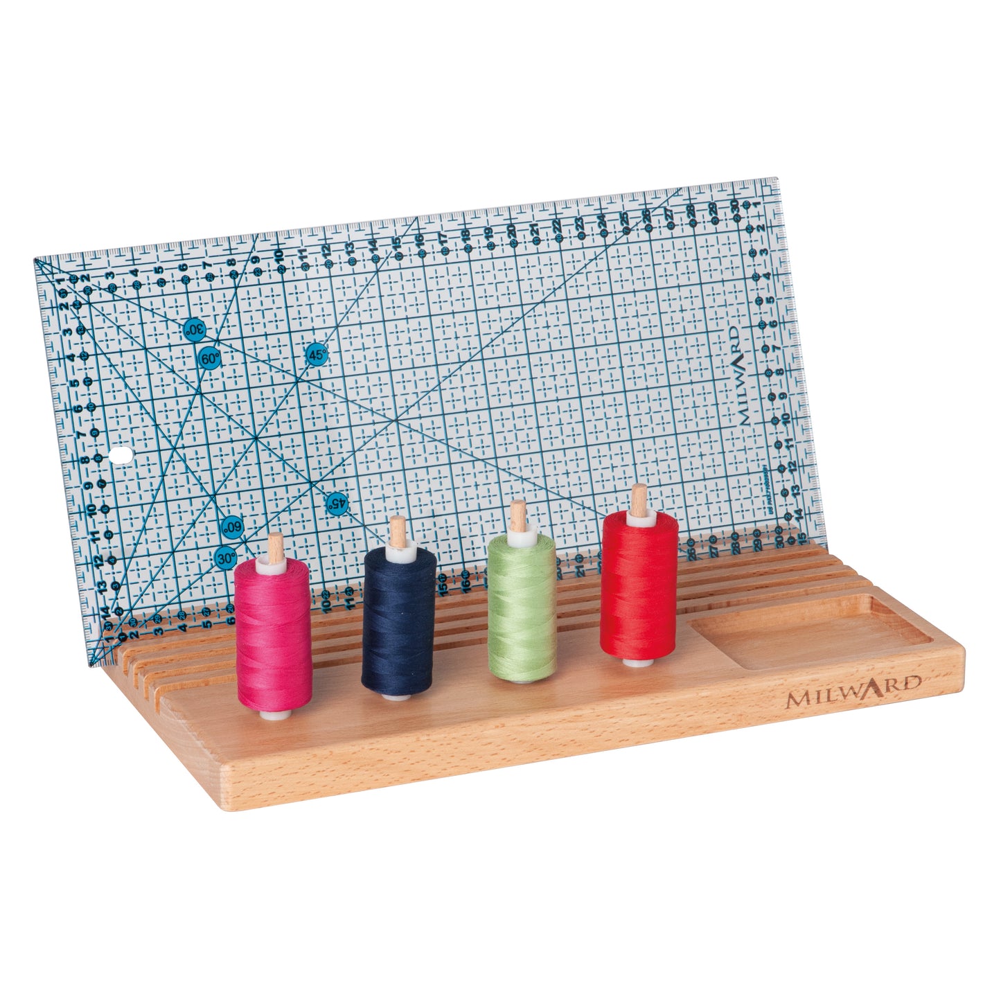 Milward - Wooden Ruler Rack - 6 Slots with spool holders