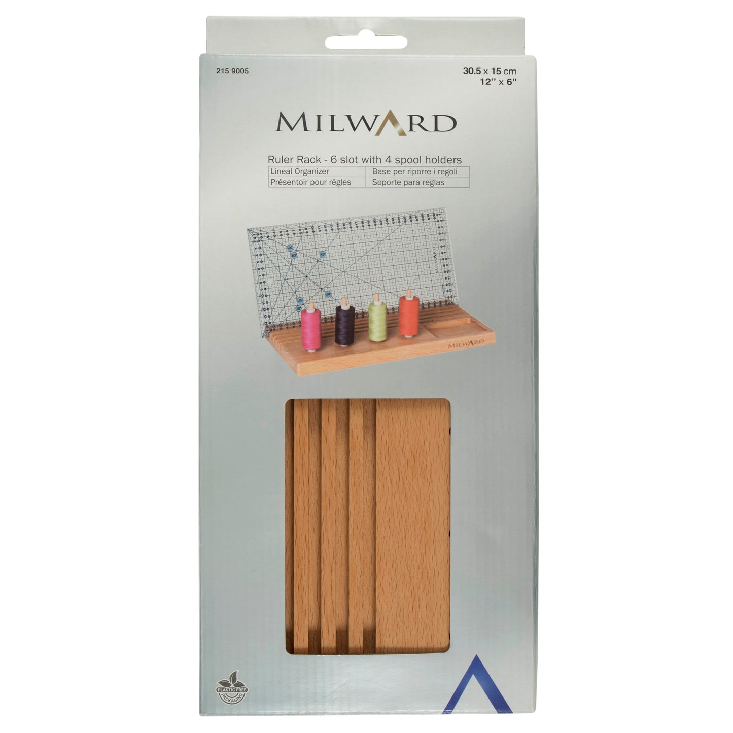 Milward - Wooden Ruler Rack - 6 Slots with spool holders